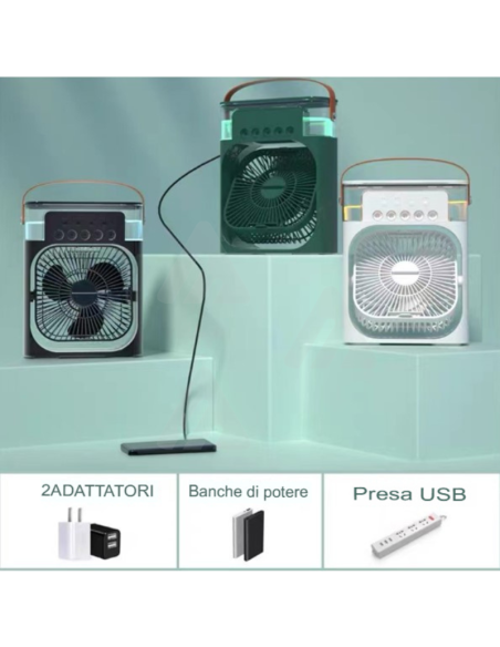 Ventilatore 2in1 e condizionatore portatile ricarica USB