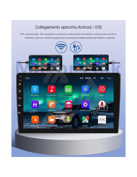 Autoradio 2 DIN 10" Android gps wifi bluetooth