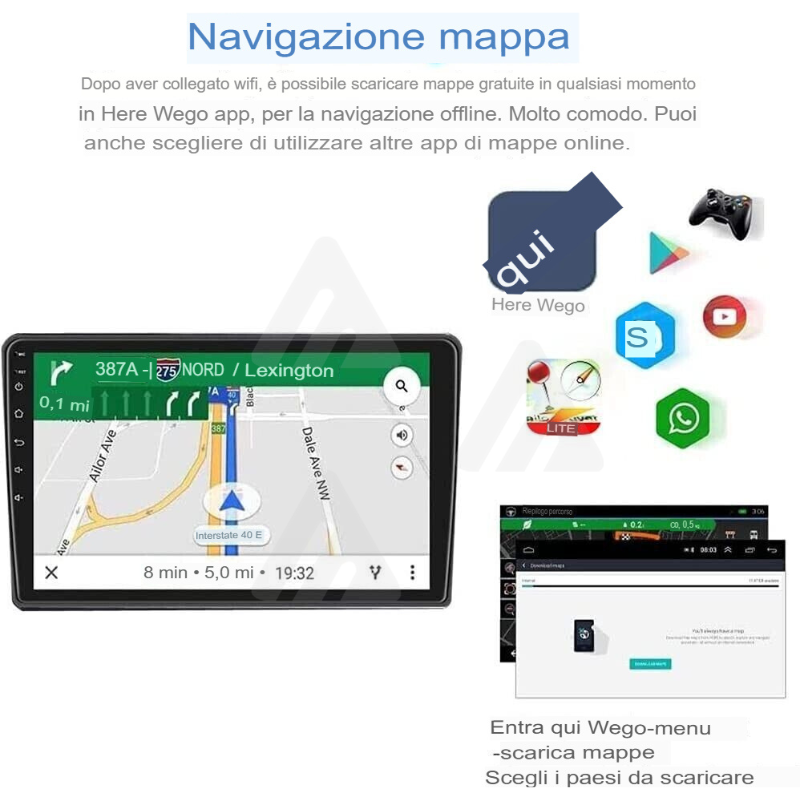 Autoradio 2 DIN 10" Android gps wifi bluetooth