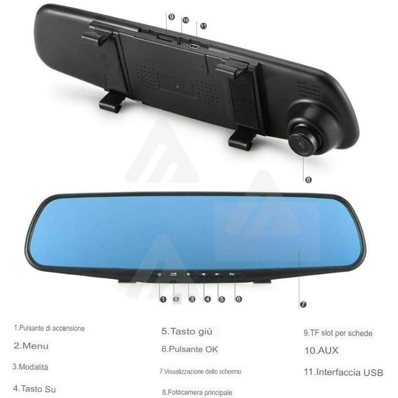 DVR Auto 1080P Monitor specchietto videocamera...