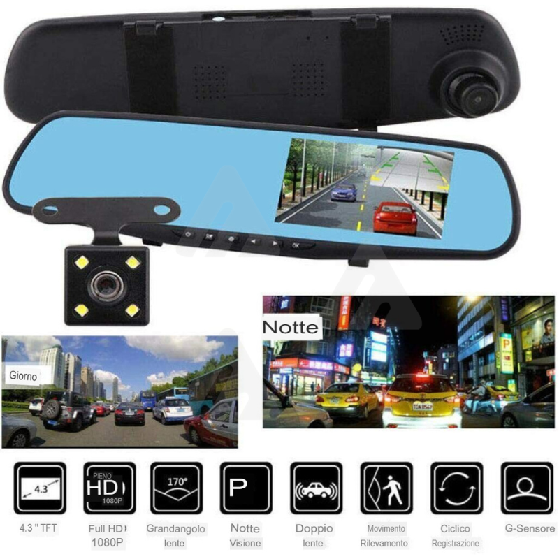 DVR Auto 1080P Monitor specchietto videocamera...