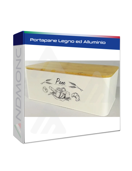 Portapane Grande Legno e Alluminio design moderno