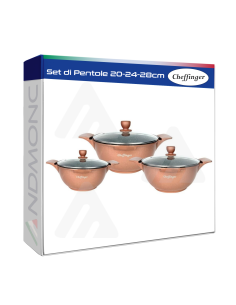 Set di Pentole Rame 20-24-28cm Cheffinger Rosa 6 pezzi