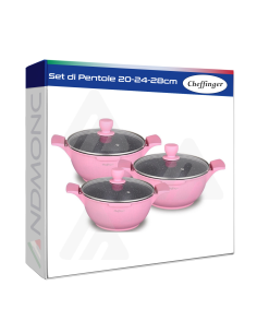 Set di Pentole 20-24-28cm Cheffinger Rosa 6 pezzi
