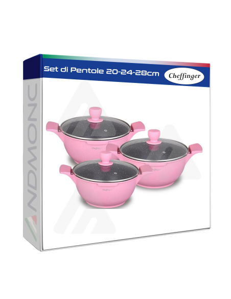 Set di Pentole 20-24-28cm Cheffinger Rosa 6 pezzi