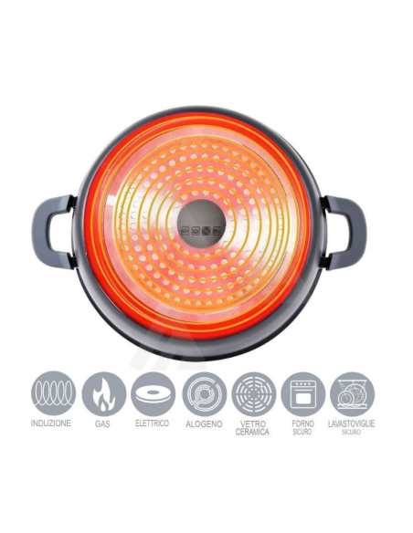 Set di Pentole Nero 20-24-28cm Cheffinger Rosa 6 pezzi