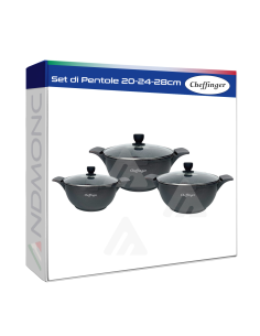 Set di Pentole Nero 20-24-28cm Cheffinger Rosa 6 pezzi