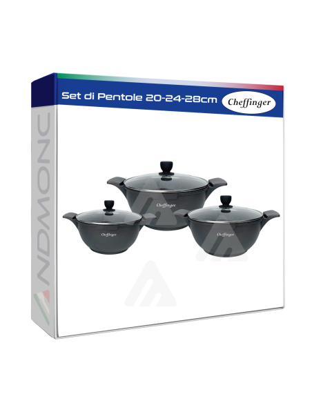 Set di Pentole Nero 20-24-28cm Cheffinger Rosa 6 pezzi