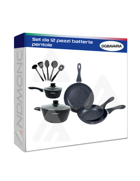 Set da 12 pezzi batteria pentole DGBAVARIA nera
