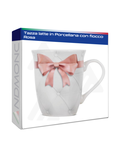 Tazza latte in Porcellana con fiocco Rosa 12,5x9x10,5cm