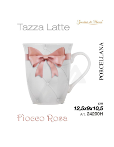 Tazza latte in Porcellana con fiocco Rosa 12,5x9x10,5cm 2