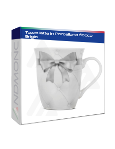 Tazza latte in Porcellana con fiocco Grigio 12,5x9x10,5cm