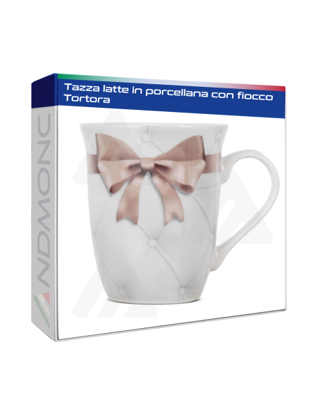 Tazza latte in Porcellana con fiocco Tortora 12,5x9x10,5cm