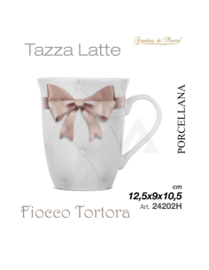Tazza latte in Porcellana con fiocco Tortora 12,5x9x10,5cm 2