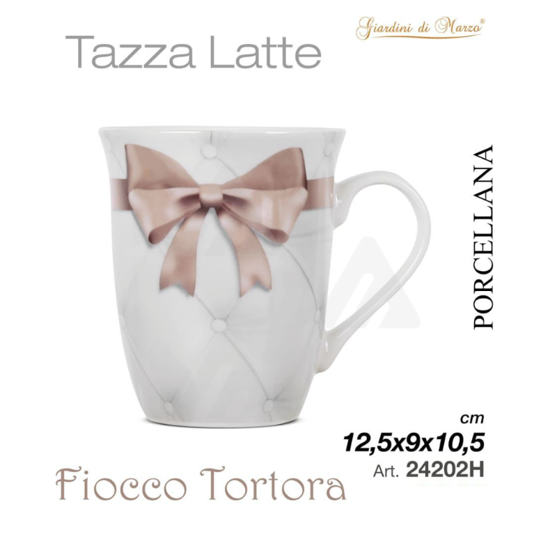 Tazza latte in Porcellana con fiocco Tortora...