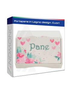 Portapane in legno design Cuori 38,5x28,5x20cm