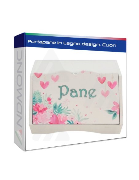 Portapane in legno design Cuori 38,5x28,5x20cm