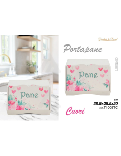 Portapane in legno design Cuori 38,5x28,5x20cm 2