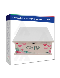 Portacialde in legno design cuori 27x33x11cm