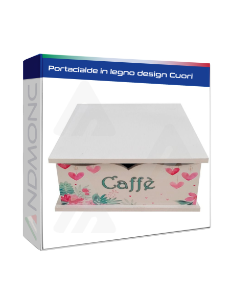 Portacialde in legno design cuori 27x33x11cm