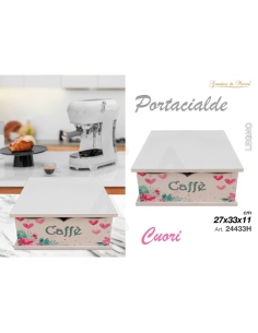 Portacialde in legno design cuori 27x33x11cm 2