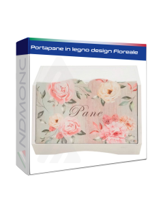 Portapane in legno design floreale 38,5x28,5x20cm
