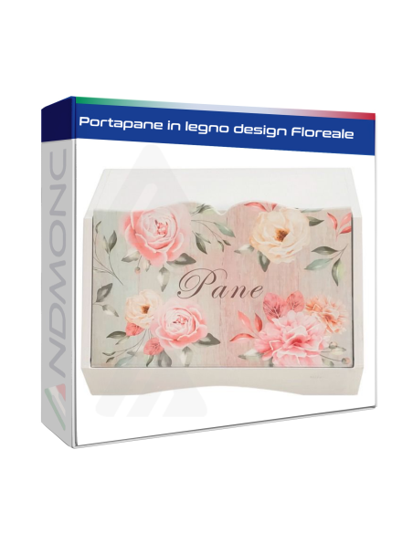 Portapane in legno design floreale 38,5x28,5x20cm