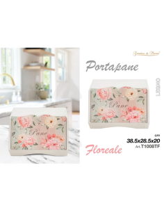 Portapane in legno design floreale 38,5x28,5x20cm 2