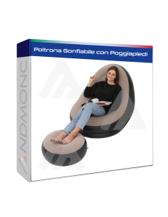 Poltrona gonfiabile con poggiapiedi giardino,casa,campeggio