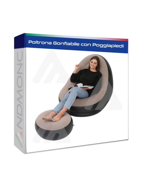 Poltrona gonfiabile con poggiapiedi giardino,casa,campeggio
