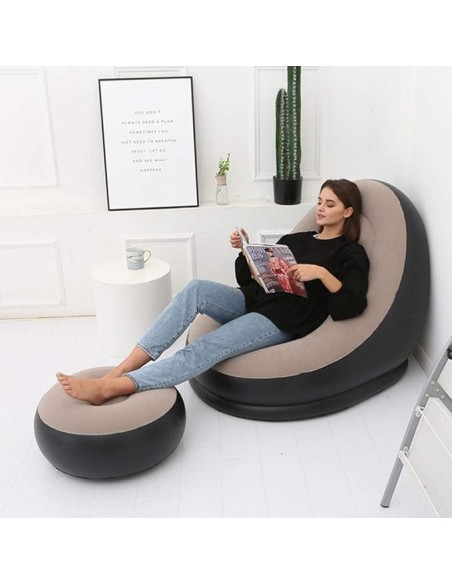 Poltrona gonfiabile con poggiapiedi giardino,casa,campeggio