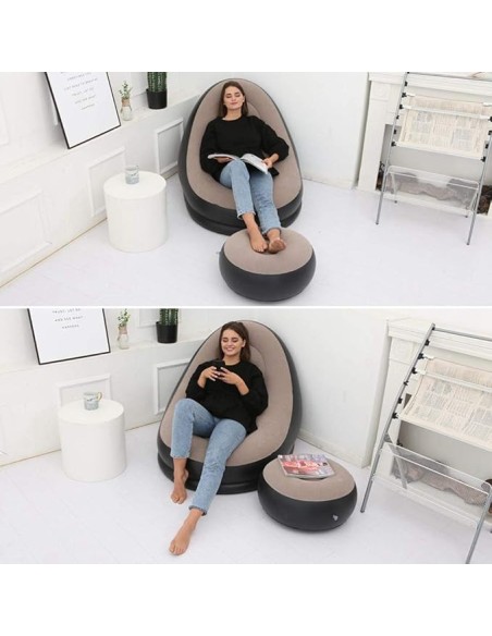 Poltrona gonfiabile con poggiapiedi giardino,casa,campeggio