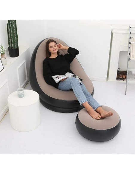 Poltrona gonfiabile con poggiapiedi giardino,casa,campeggio