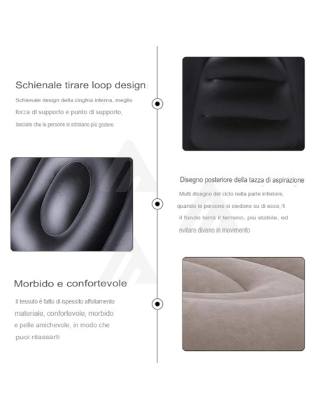 Poltrona gonfiabile con poggiapiedi giardino,casa,campeggio