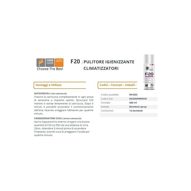 Faren - F20 - Igienizzante Spray per...