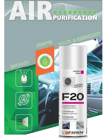Faren - F20 - Igienizzante Spray per Climatizzatori di Casa e Auto - 400ml
