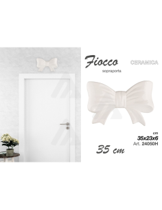 Sopraporta Fiocco in ceramica Bianco 35cm 2