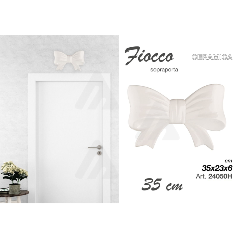 Sopraporta Fiocco in ceramica Bianco 35cm