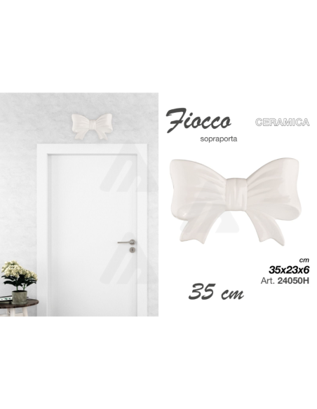 Sopraporta Fiocco in ceramica Bianco 35cm