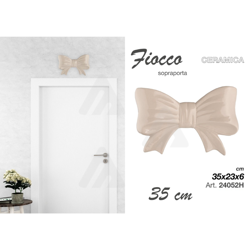Sopraporta Fiocco in ceramica Tortora 35cm