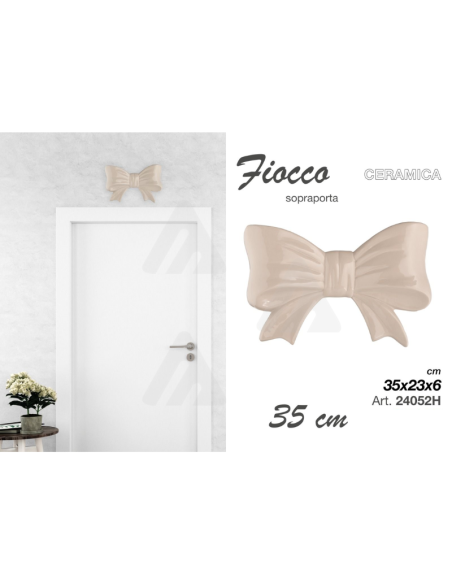 Sopraporta Fiocco in ceramica Tortora 35cm