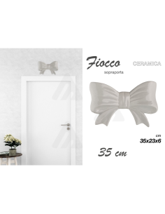 Sopraporta Fiocco in ceramica Grigio 35cm 2