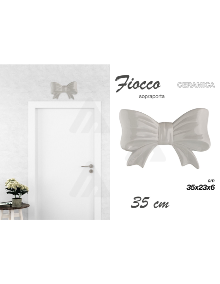Sopraporta Fiocco in ceramica Grigio 35cm
