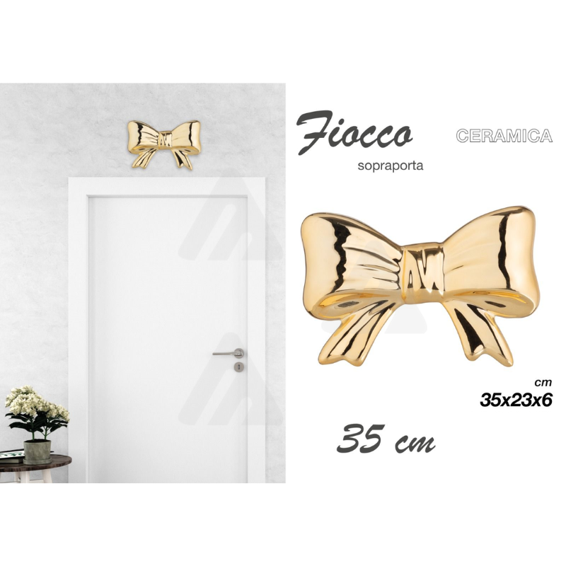 Sopraporta Fiocco in ceramica Oro 35cm