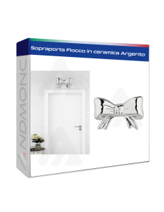 Sopraporta Fiocco in ceramica Argento 35cm