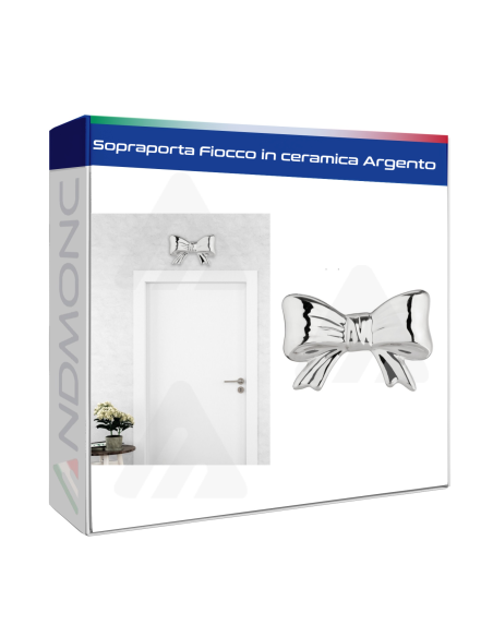 Sopraporta Fiocco in ceramica Argento 35cm