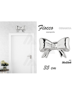 Sopraporta Fiocco in ceramica Argento 35cm 2