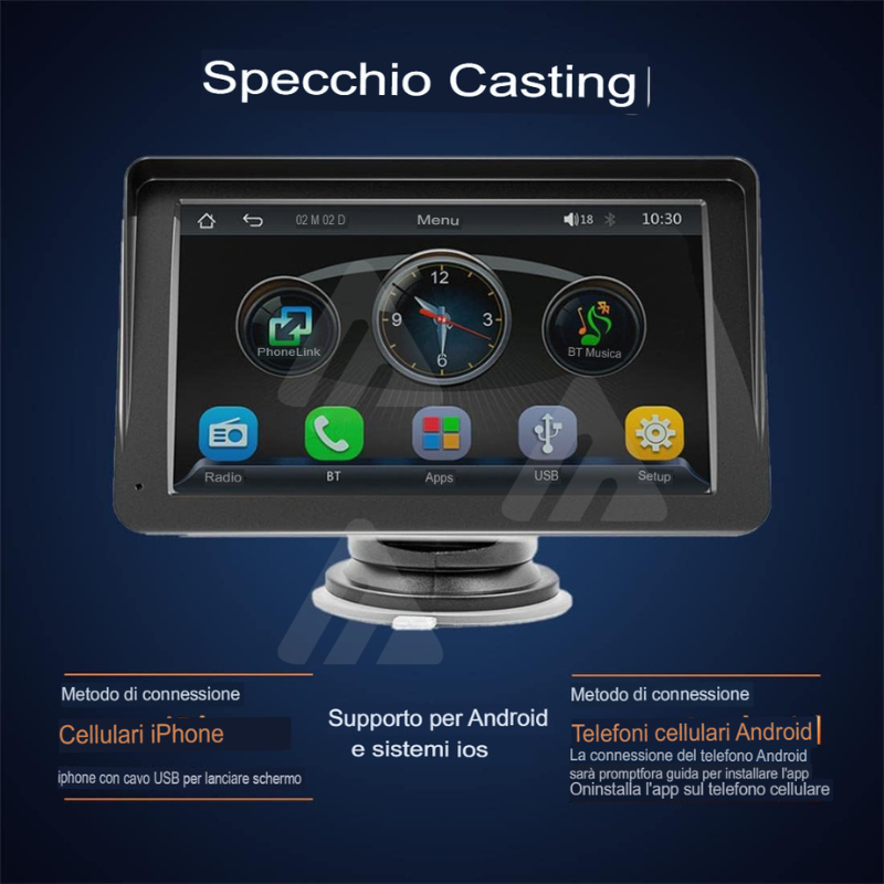 Autoradio portatile Wireless Carplay Android...