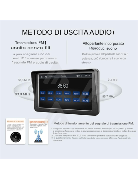 Autoradio portatile Wireless Carplay Android Auto, 7 pollici Touchscreen