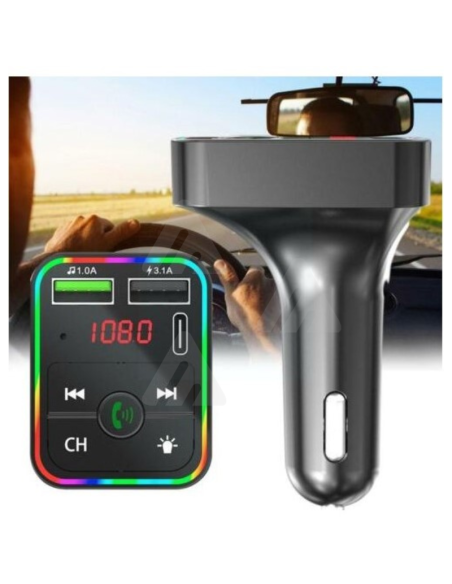 Kit Vivavoce bluetooth FM MP3 USB per Auto smartphone caricabatterie CAR F2